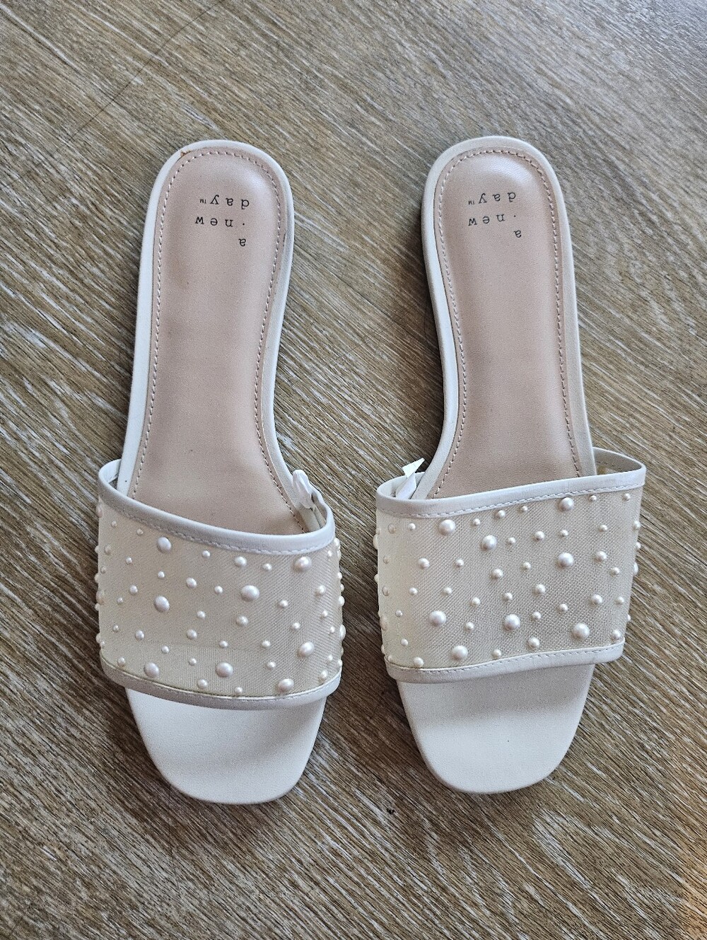 Bridal Slide Sandals with Pearl Embellishments